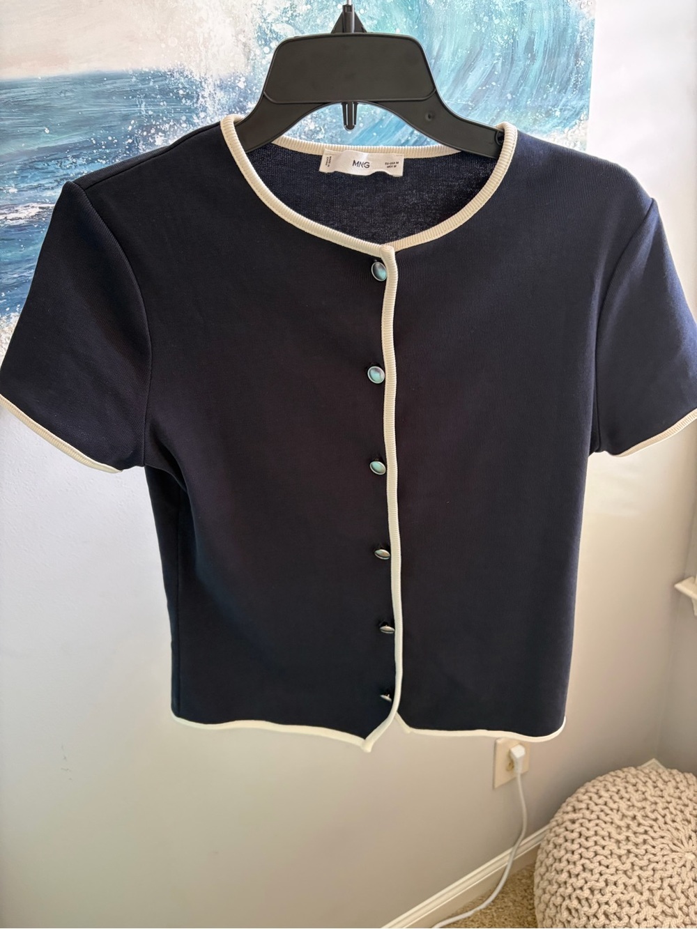 MNG Navy & Cream Top